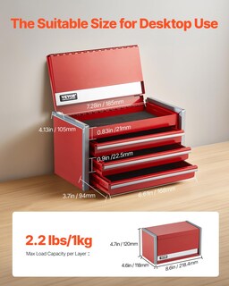 Foto 2 | Foto 2 | Caja De Herramientas Vevor Metal De 22 Cm Con 3 Cajones Portátil Con Forros De Eva - Venta Internacional.