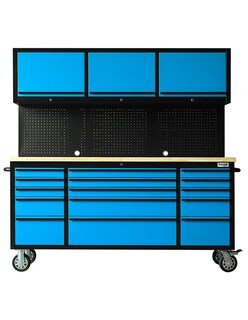 Foto 1 | Foto 1 | Gabinete De Acero Inoxidable Color Azul 15 Cajones Y 3 Gabinetes Superiores