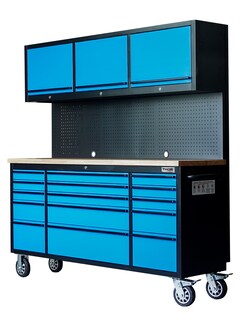 Foto 2 | Foto 2 | Gabinete De Acero Inoxidable Color Azul 15 Cajones Y 3 Gabinetes Superiores