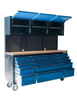 Foto 3 | Foto 3 | Gabinete De Acero Inoxidable Color Azul 15 Cajones Y 3 Gabinetes Superiores