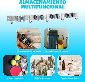 Foto 2 | Foto 2 | Colgador Organizador de Escobas Belug de Acero Inoxidable con Gancho color Plata