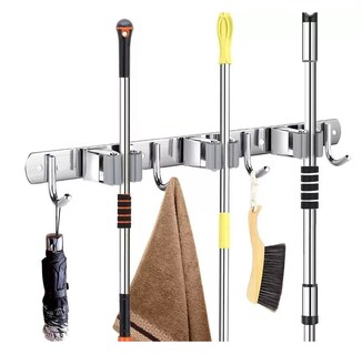 Foto 3 | Foto 3 | Colgador Organizador de Escobas Belug de Acero Inoxidable con Gancho color Plata