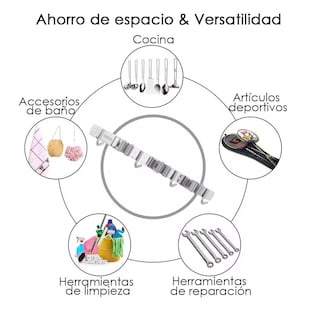 Foto 4 | Foto 4 | Colgador Organizador de Escobas Belug de Acero Inoxidable con Gancho color Plata