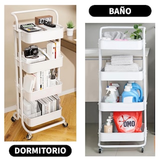 Foto 5 | Foto 5 | Carrito Organizador Zomilux con Ruedas 4 Niveles Multiusos Blanco