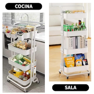 Foto 6 | Foto 6 | Carrito Organizador Zomilux con Ruedas 4 Niveles Multiusos Blanco