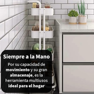 Foto 8 | Foto 8 | Carrito Organizador Zomilux con Ruedas 4 Niveles Multiusos Blanco