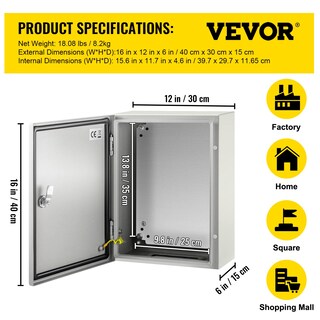 Foto 7 | Foto 7 | Caja Eléctrica Vevor Carbon Steel Ip66 40x30x15cm - Venta Internacional.