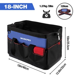 Foto 2 | Foto 2 | Bolsa De Herramientas Workpro Impermeable De 18 Pulgadas Con 20 Bolsillos Y Correa - Venta Internacional.
