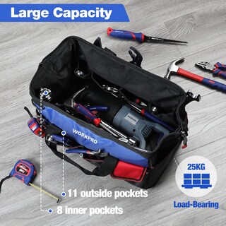 Foto 5 | Foto 5 | Bolsa De Herramientas Workpro Impermeable De 18 Pulgadas Con 20 Bolsillos Y Correa - Venta Internacional.