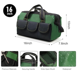 Foto 2 | Foto 2 | Bolsa De Herramientas Genérica, Robusta, De Boca Ancha, 16 Pulgadas, Impermeable, Verde - Venta Internacional.
