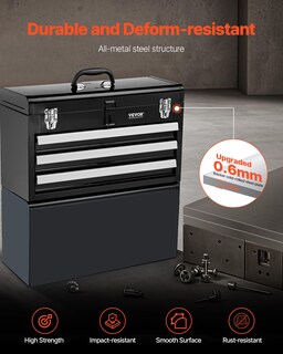 Foto 6 | Foto 6 | Caja De Herramientas Vevor Metal 52,07 Cm Portátil Con 3 Cajones Y Cerradura - Venta Internacional.
