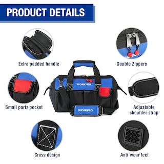 Foto 3 | Foto 3 | Bolsa Para Herramientas Workpro De 14 Pulgadas Con Múltiples Bolsillos Y Correa Ajustable - Venta Internacional.