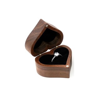 Foto 5 | Foto 5 | Caja Corazón Lab.g De Madera Nogal Para Anillos De Boda Compromiso Cafe Oscuro Negro