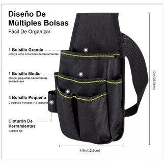 Foto 2 | Foto 2 | Bolsa Porta Herramientas Belug Profesional Cinturón Ajust 13 Compartimientos Negro Orillas Amarillas
