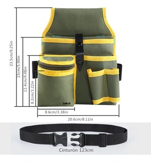 Foto 5 | Foto 5 | Riñonera Lab.g Organizadora De Herramientas Verde Con Lineas Amarillas