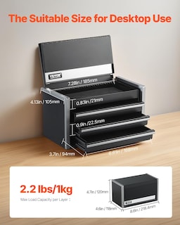 Foto 2 | Foto 2 | Caja De Herramientas Vevor Metal De 22 Cm Con 3 Cajones Portátil Con Forros De Eva - Venta Internacional.