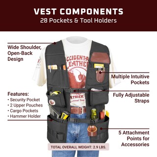 Foto 3 | Foto 3 | Chaleco De Trabajo Occidental Leather Oxypro Con 28 Bolsillos Para Mano Izquierda - Venta Internacional.