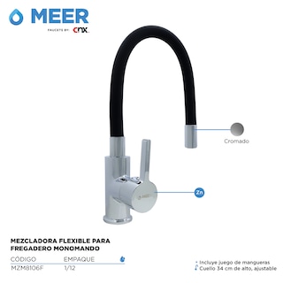 Foto 2 | Foto 2 | Mezcladora Flexible para Fregadero CNX PSA042 color Negro