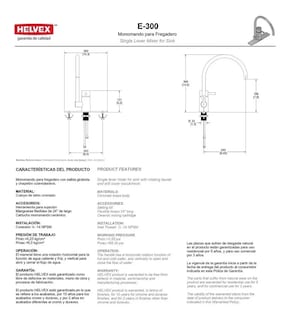 Foto 3 | Foto 3 | Mezcladora para Fregadero Marca Helvex Cromada E-300
