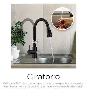 Foto 4 | Foto 4 | Grifo Cocina Monomando Extraíble Tarja Inoxidable Negro Mate Xtellar
