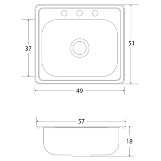 Foto 3 | Foto 3 | Fregadero de Cocina para Empotrar 1 Tina Eb Técnica 57x51x20 C200 color Gris