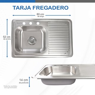 Foto 5 | Foto 5 | Tarja para Fregadero de Sobreponer con Escurridor y Contracanasta Gravita