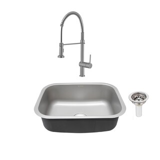 Foto 1 | Foto 1 | Meer Faucets By Cnx | Tarja Premium De Acero Inoxidable + Mezcladora De Cuello Retráctil Y 2 Funciones De Chorro Y Contracanasta