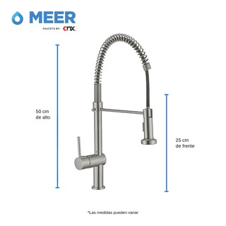 Foto 3 | Foto 3 | Meer Faucets By Cnx | Tarja Premium De Acero Inoxidable + Mezcladora De Cuello Retráctil Y 2 Funciones De Chorro Y Contracanasta