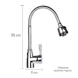 Foto 2 | Foto 2 | Meer Faucets By Cnx | Tarja De Acero Inoxidable + Mezcladora De Cuello Flexible Cromada En Acero Inoxidable, Incluye Canastilla