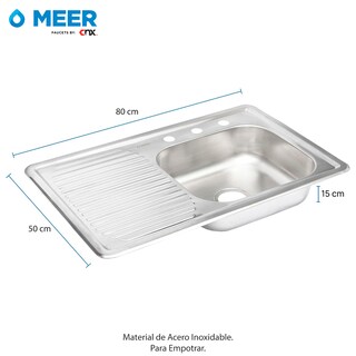 Foto 4 | Foto 4 | Meer Faucets By Cnx | Fregadero Para Cocina Con Escurridero Derecho De Acero Inoxidable, Mezcladora Y Accesorios De Instalación