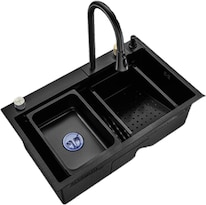 Tarja Meer-CNX Negra de Acero Inoxidable para Empotrar con Mezcladora y Accesorios