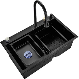 Foto 1 | Foto 1 | Tarja Meer-CNX Negra de Acero Inoxidable para Empotrar con Mezcladora y Accesorios