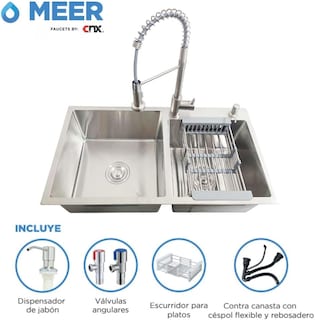 Foto 4 | Foto 4 | Cnx Set De Tarja Doble De Empotrar Con Mezcladora, Acero Inox Con Accesorios