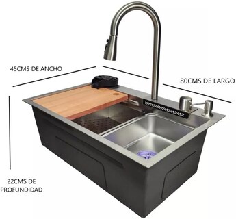 Foto 2 | Foto 2 | Cnx Set De Tarja, Mezcladora Y Accesorios De Empotrar En Acero Inox