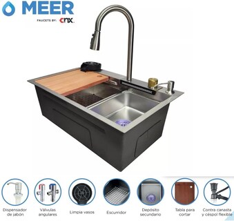 Foto 3 | Foto 3 | Cnx Set De Tarja, Mezcladora Y Accesorios De Empotrar En Acero Inox