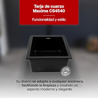 Foto 2 | Foto 2 | Tarja De Cuarzo Maxims 46x41 Cm Negro Mate Submontar O Empotrar