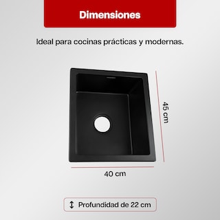 Foto 3 | Foto 3 | Tarja De Cuarzo Maxims 46x41 Cm Negro Mate Submontar O Empotrar