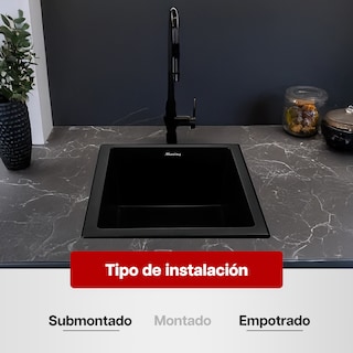 Foto 6 | Foto 6 | Tarja De Cuarzo Maxims 46x41 Cm Negro Mate Submontar O Empotrar