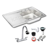 Fregadero Tarja Empotrar Acero Inox 80x50 C/kit Mezc Flexibl