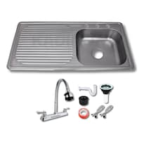 Fregadero Tarja Acero Inox De Empotrar 100x50cm C/kit Flexib