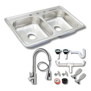 Foto 1 | Foto 1 | Fregadero Tarja Tina Doble Acero Inox 84x48 Con Kit Premium