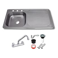 Fregadero Tarja Acero Inox De Empotrar 100x50cm (con Kit) (escurridor Derecho)