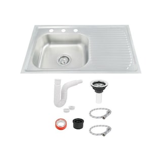 Foto 1 | Foto 1 | Fregadero Tarja De Empotrar Acero Inox 80x50 C/kit S/llaves (escurridor Derecho)