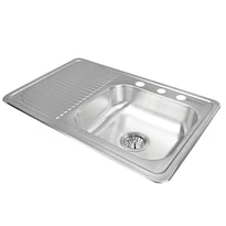 Tarja Fregadero De Sobreponer Con Escurridor Izquierdo Y Contracanasta Marca Gravita