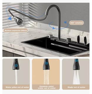 Foto 6 | Foto 6 | Fregadero Premium De Cocina De Acero Inoxidable 304 Con Accesorios De Instalacion 75 Cm X 45 Cm X 22 Cmnegro