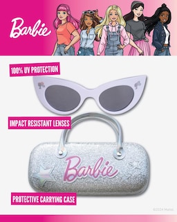 Foto 3 | Foto 3 | Gafas De Sol Barbie Con Forma De Ojo De Gato Para Niña, Con Asa, Funda Rígida Plateada - Venta Internacional.