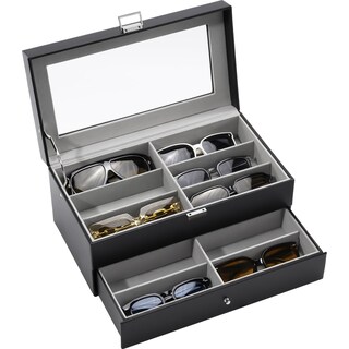 Foto 1 | Foto 1 | Organizador De Gafas De Sol Procase, 12 Ranuras, 2 Capas, Piel Negra - Venta Internacional.