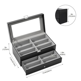 Foto 5 | Foto 5 | Organizador De Gafas De Sol Procase, 12 Ranuras, 2 Capas, Piel Negra - Venta Internacional.
