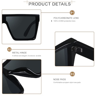 Foto 2 | Foto 2 | Gafas De Sol Lyzoit Square Oversized Fashion Shield Uv400 Paquete De 2 - Venta Internacional.