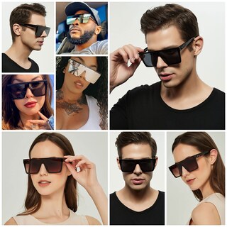 Foto 3 | Foto 3 | Gafas De Sol Lyzoit Square Oversized Fashion Shield Uv400 Paquete De 2 - Venta Internacional.
